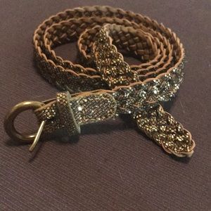 Leather Braided Glitter Belt